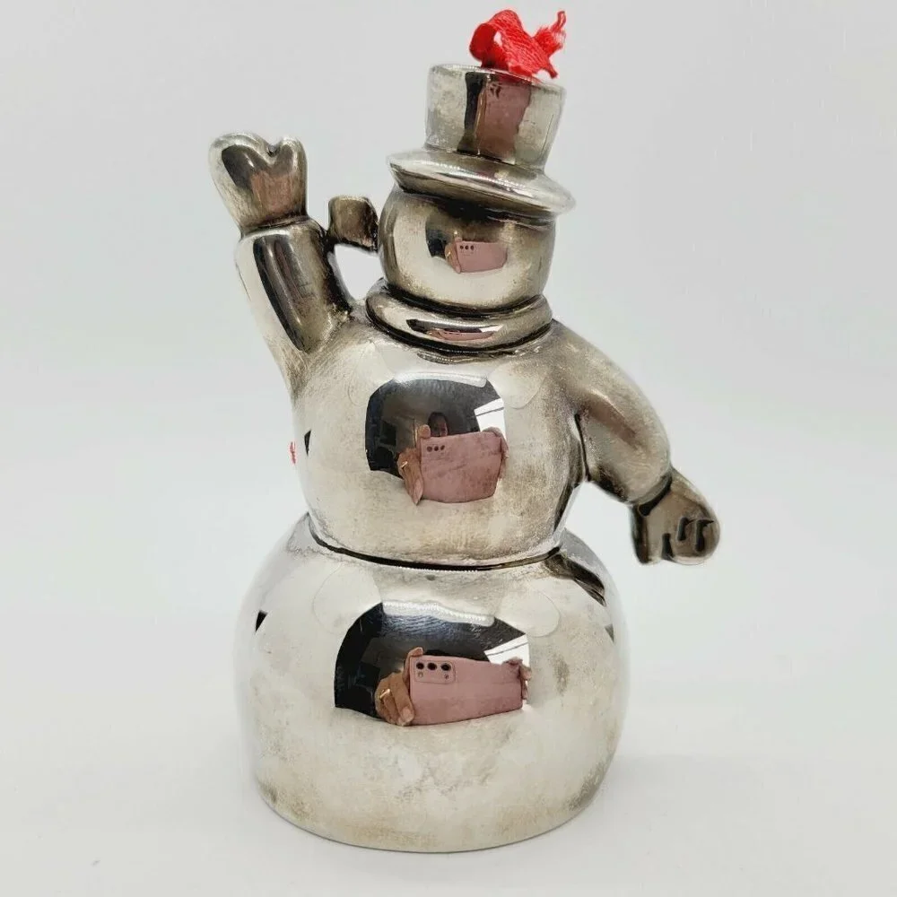 Vtg Godinger Silver Plated Snowman Bell (Ornament) 1999 Collectables Christmas